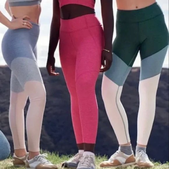 Outdoor Voices women's Springs 7/8 leggings green pink colorblock - Picture 5 of 5